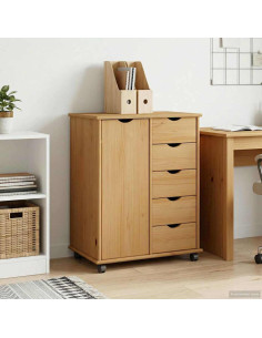 Mobile con Ruote con ruota Marrone miele 63,5 x 39 x 79 cm