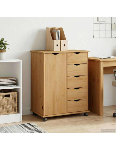 Mobile con Ruote con ruota Marrone miele 63,5 x 39 x 79 cm