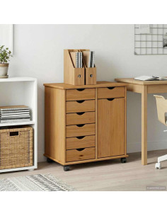 Mobile con Ruote con ruota Marrone miele 63,5 x 39 x 65,5 cm