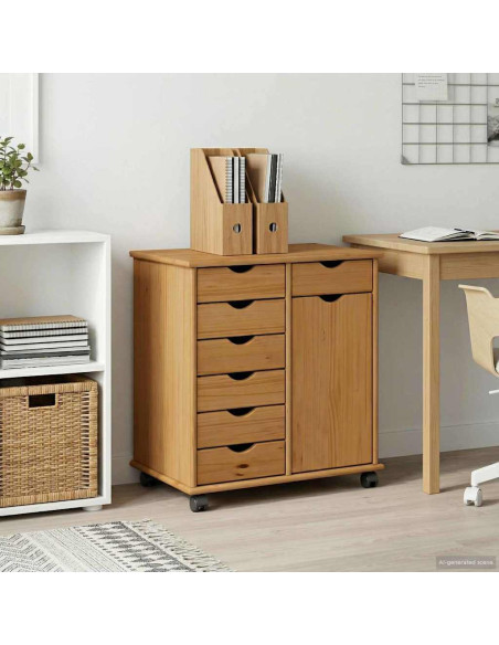 Mobile con Ruote con ruota Marrone miele 63,5 x 39 x 65,5 cm