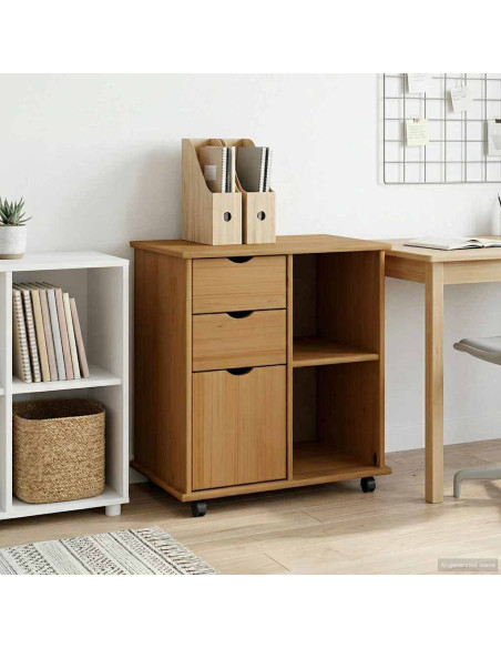 Mobile con Ruote con ruota Marrone miele 63,5 x 39 x 65,5 cm