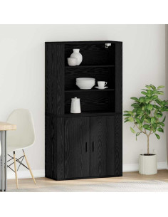 Credenza Rovere Nero 80 x 33 x 150 cm Legno multistrato