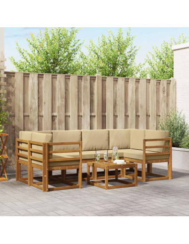 Set di divani da esterno con cuscino 7 pcs Naturale e Beige