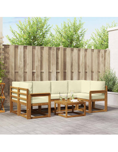 Set di divani da esterno con cuscino 7 pcs Naturale e Crema