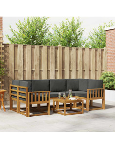 Set di divani da esterno con cuscino 7 pcs Naturale e Antracite