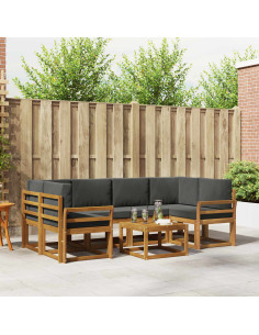 Set di divani da esterno con cuscino 7 pcs Naturale e Antracite 2
