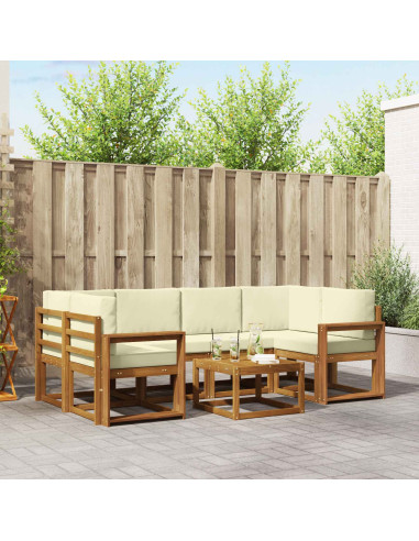 Set di divani da esterno con cuscino 7 pcs Naturale e Crema