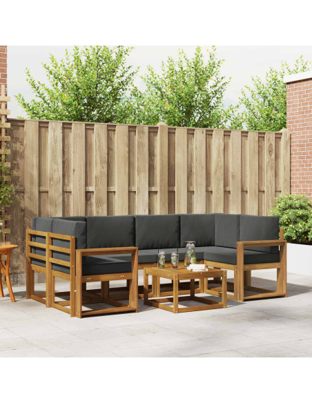 Set di divani da esterno con cuscino 7 pcs Naturale e Antracite