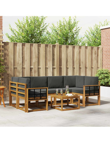Set di divani da esterno con cuscino 7 pcs Naturale e Antracite