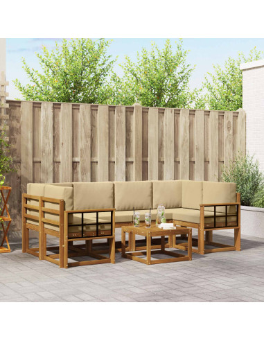 Set di divani da esterno con cuscino 7 pcs Naturale e Beige