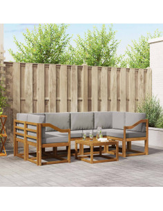 Set di divani da esterno 7 pcs Grigio Naturale e Chiaro 2