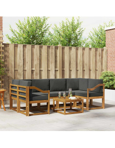 Set di divani da esterno con cuscino 7 pcs Naturale e Antracite
