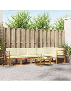 Set di divani da esterno con cuscino 7 pcs Naturale e Crema 2