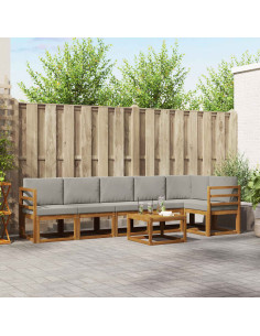 Set di divani da esterno 7 pcs Grigio Naturale e Chiaro 2