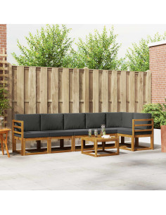 Set di divani da esterno con cuscino 7 pcs Naturale e Antracite 2