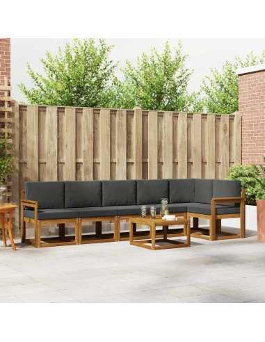 Set di divani da esterno con cuscino 7 pcs Naturale e Antracite
