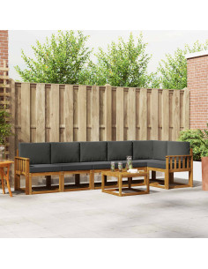 Set di divani da esterno con cuscino 7 pcs Naturale e Antracite