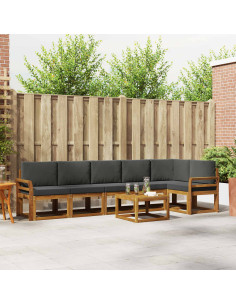 Set di divani da esterno con cuscino 7 pcs Naturale e Antracite 2