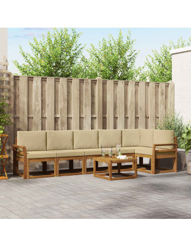 Set di divani da esterno con cuscino 7 pcs Naturale e Beige