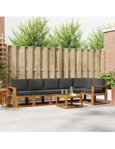 Set di divani da esterno con cuscino 7 pcs Naturale e Antracite 2