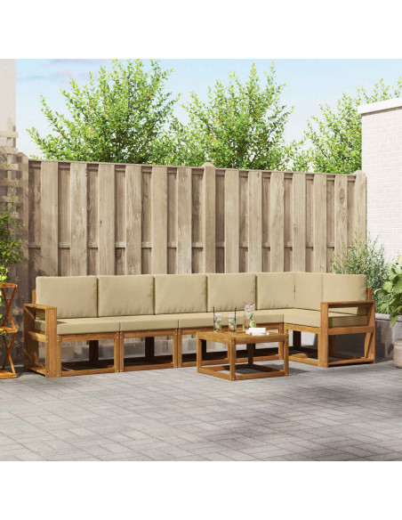 Set di divani da esterno con cuscino 7 pcs Naturale e Beige