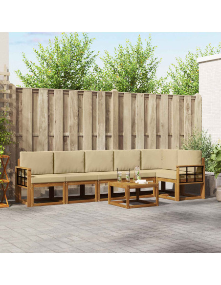 Set di divani da esterno con cuscino 7 pcs Naturale e Beige