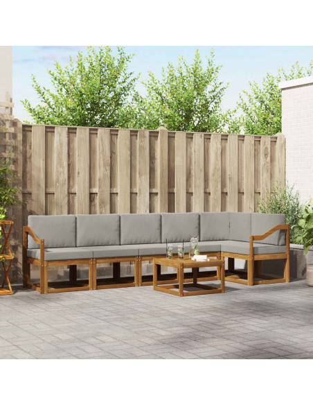 Set di divani da esterno 7 pcs Grigio Naturale e Chiaro