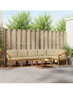 Set di divani da esterno con cuscino 7 pcs Naturale e Beige