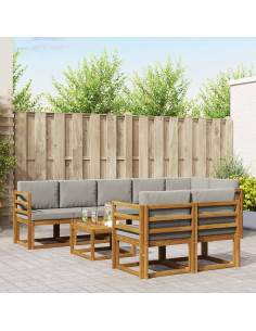 Set di divani da esterno 9 pcs Grigio Naturale e Chiaro