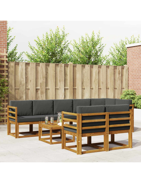 Set di divani da esterno con cuscino 9 pcs Naturale e Antracite