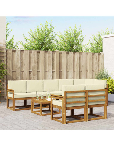 Set di divani da esterno con cuscino 9 pcs Naturale e Crema
