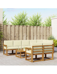 Set di divani da esterno con cuscino 9 pcs Naturale e Crema 2