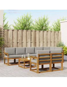Set di divani da esterno 9 pcs Grigio Naturale e Chiaro 2