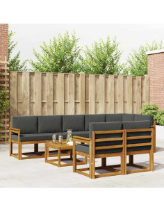 Set di divani da esterno con cuscino 9 pcs Naturale e Antracite