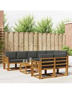 Set di divani da esterno con cuscino 9 pcs Naturale e Antracite