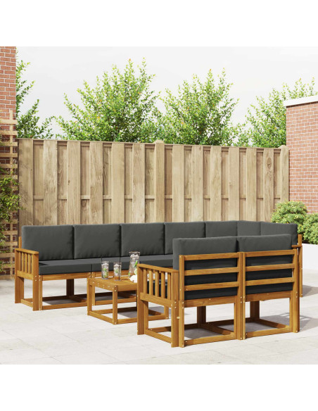 Set di divani da esterno con cuscino 9 pcs Naturale e Antracite