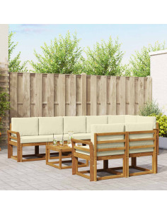 Set di divani da esterno con cuscino 9 pcs Naturale e Crema