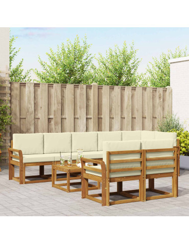Set di divani da esterno con cuscino 9 pcs Naturale e Crema