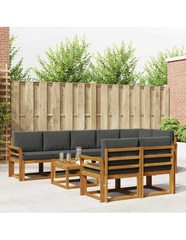 Set di divani da esterno con cuscino 9 pcs Naturale e Antracite