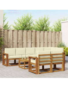 Set di divani da esterno con cuscino 9 pcs Naturale e Crema