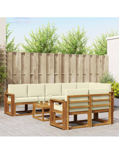 Set di divani da esterno con cuscino 9 pcs Naturale e Crema