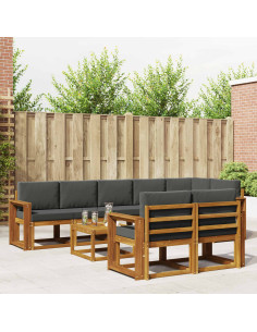 Set di divani da esterno con cuscino 9 pcs Naturale e Antracite