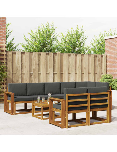 Set di divani da esterno con cuscino 9 pcs Naturale e Antracite