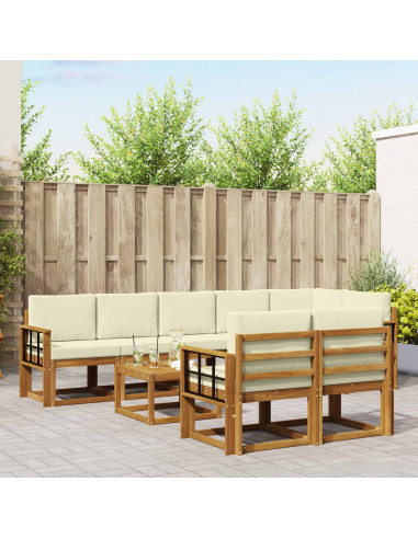 Set di divani da esterno con cuscino 9 pcs Naturale e Crema