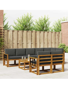 Set di divani da esterno con cuscino 9 pcs Naturale e Antracite