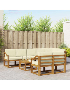 Set di divani da esterno con cuscino 9 pcs Naturale e Crema
