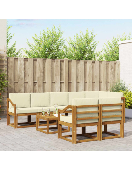 Set di divani da esterno con cuscino 9 pcs Naturale e Crema