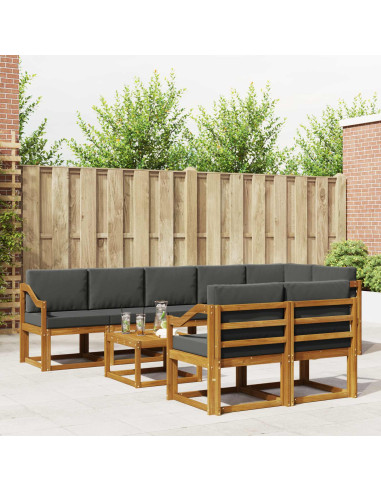 Set di divani da esterno con cuscino 9 pcs Naturale e Antracite