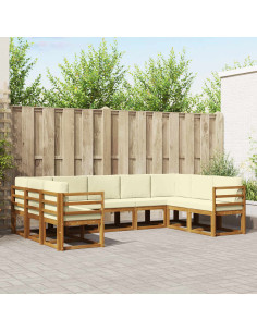 Set di divani con cuscino 9 pcs Naturale e Crema