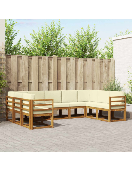 Set di divani con cuscino 9 pcs Naturale e Crema